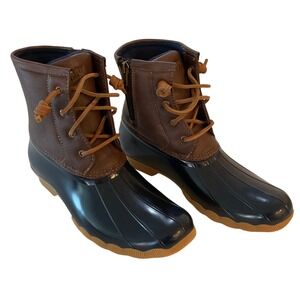 Sperry Saltwater Kids Girls Navy Rubber‎ Rain Boots Size 6M